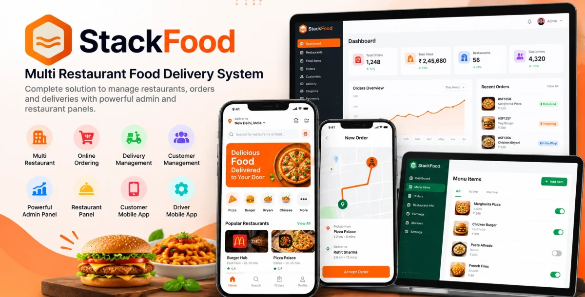 StackFood – Multi Restaurant Food Delivery System